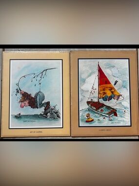 NOS! Vintage Gary Patterson Prints :”Art of Casting” & “Coming About" in Plastic